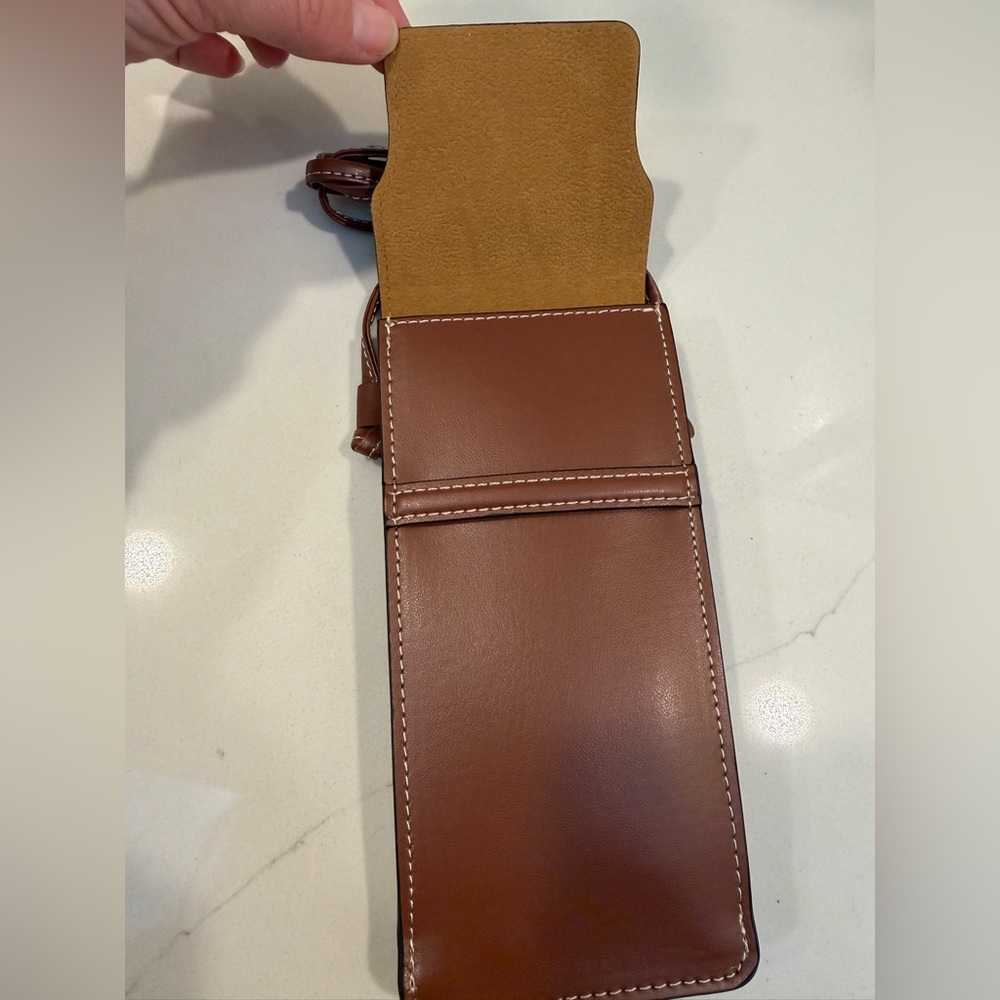 NEW Celine Sunglasses Crossbody Pouch in Cognac Brown Color with Gold accents - Picture 3 of 6